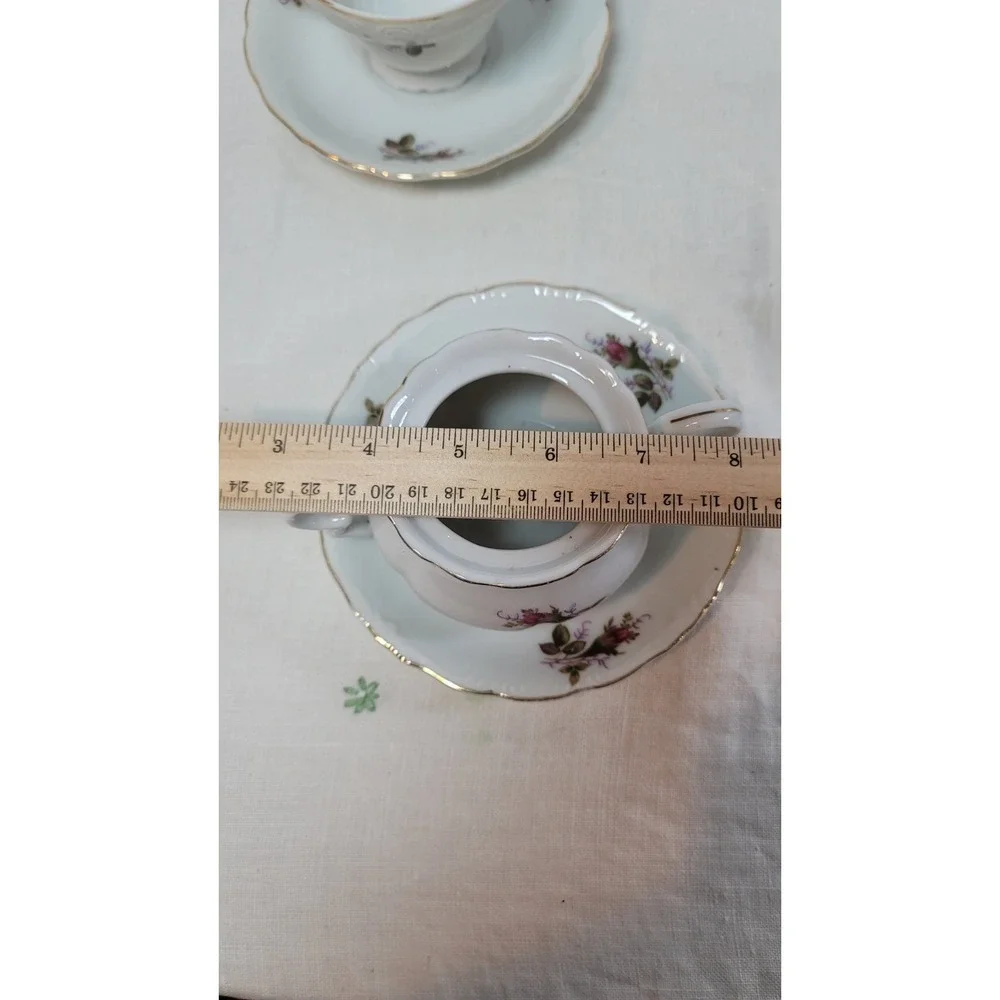 Japan‎ China Moss Rose Demitasse Tea Set Vintage (4) Four Piece Set 1940s Read